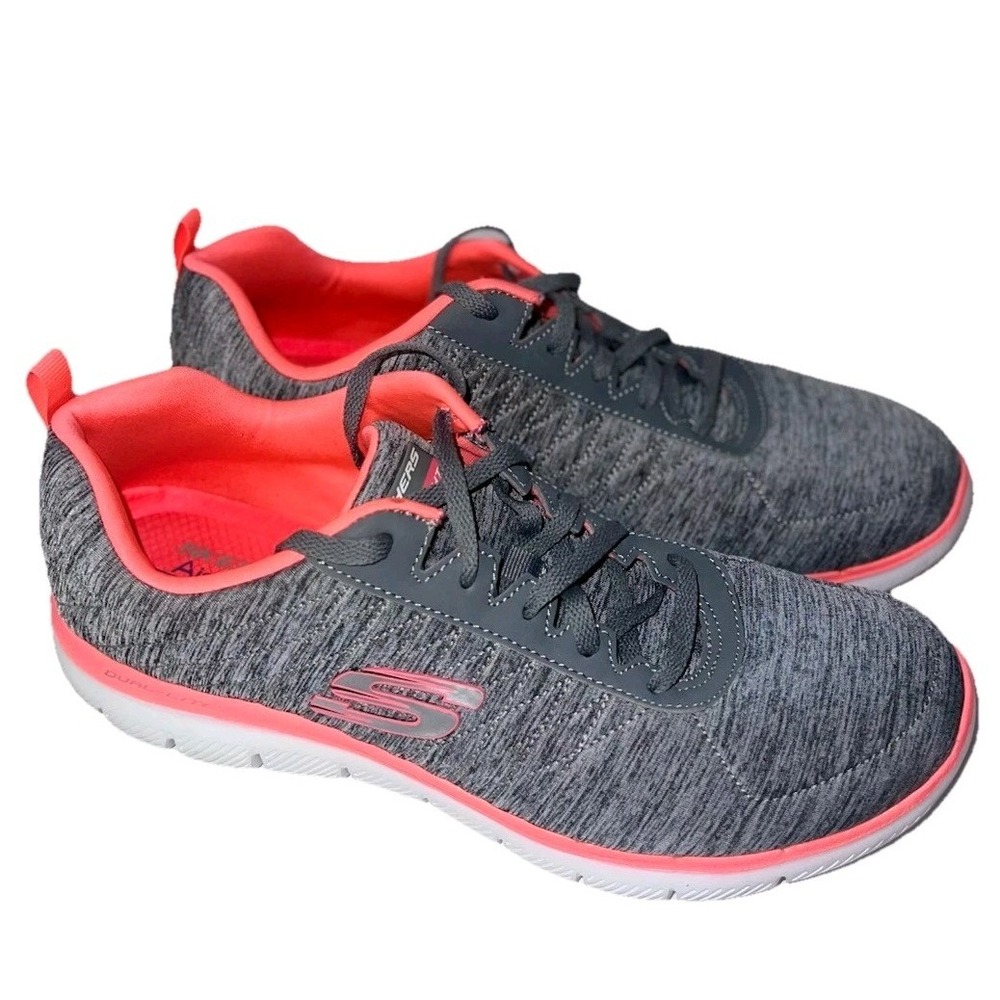 Skechers Womens Flex Appeal 2.0 Dual Lite Gray Neon Pink Sneaker 12753 Mens 11